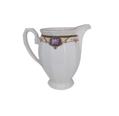 Lattiera con decoro beige e blu - vintage