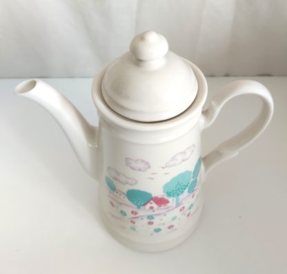 Teiera con decoro casette e alberi - vintage - immagine 4