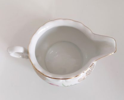 Lattiera bianca con bordi oro e decoro fiori - vintage - immagine 5