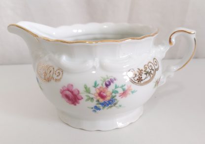 Lattiera bianca con bordi oro e decoro fiori - vintage - immagine 3