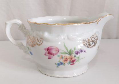 Lattiera bianca con bordi oro e decoro fiori - vintage - immagine 4