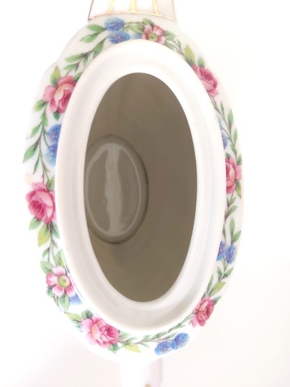 Piccola teiera Limoges bianca con decoro di fiori celesti e rosa - vintage - immagine 6