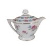 Piccola teiera Limoges bianca con decoro di fiori celesti e rosa - vintage