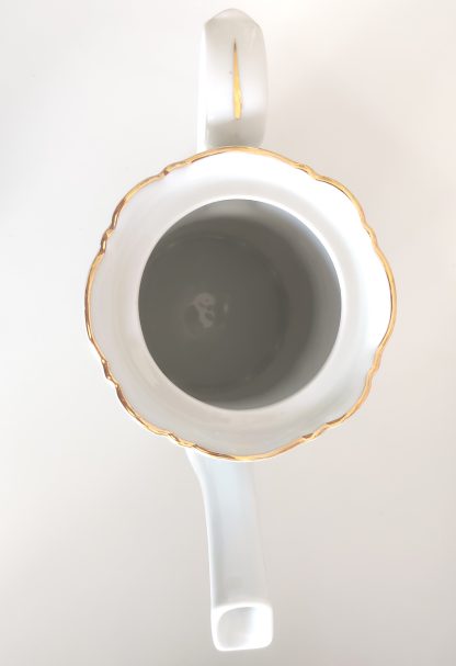 Teiera Limoges alta bianca con decoro fiori - vintage - immagine 4