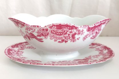 Salsiera decoro fiori e uccellini rosa - vintage - immagine 2