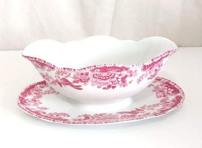 Salsiera decoro fiori e uccellini rosa - vintage - immagine 4