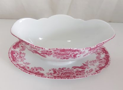 Salsiera decoro fiori e uccellini rosa - vintage - immagine 5
