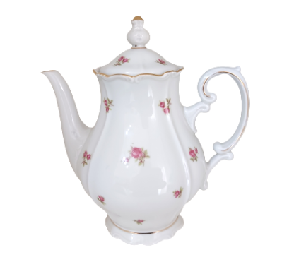 Teiera porcellana bianca con rose - vintage