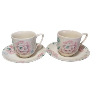 Coppia tazzine England avorio a fiori - vintage