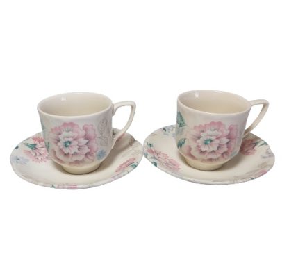 Coppia tazzine England avorio a fiori - vintage