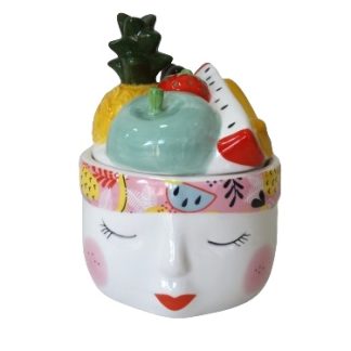 Boite portagioielli viso di donna con frutta