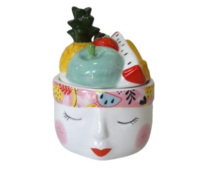 Boite portagioielli viso di donna con frutta