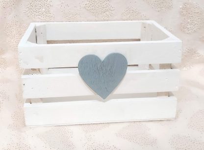 Cassetta legno bianca con cuore grigio grande - immagine 3