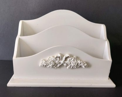 Porta corrispondenza organizer da scrivania in legno shabby chic - immagine 2