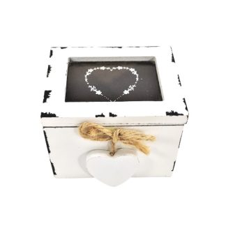 Scatolina portafiammiferi con cuore in stile shabby chic