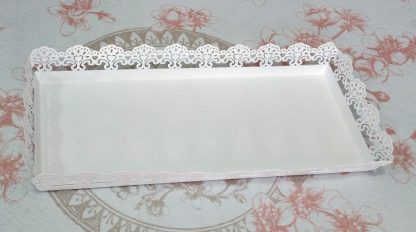 Vassoio decorativo shabby chic effetto pizzo - immagine 2