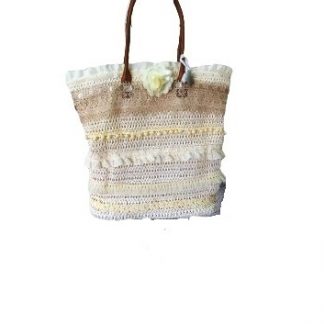 Borsa cartapaglia con pizzo e sangallo