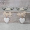 Portacandela grigio con cuori e pizzo - immagine 2