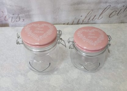Barattoli in vetro con tappo rosa set da due pezzi - immagine 3
