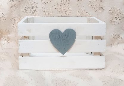 Cassetta legno bianca con cuore grigio grande - immagine 2