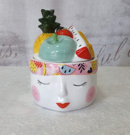 Boite portagioielli viso di donna con frutta - immagine 5