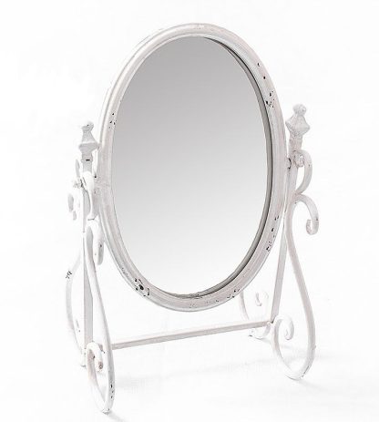 Specchio ovale da tavolo in stile shabby chic