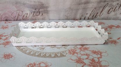 Vassoio decorativo shabby chic effetto pizzo - immagine 3